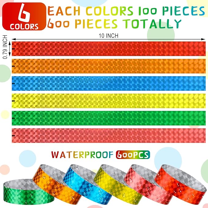 Epakh Paper Wristbands Neon Wrist Bands Waterproof Handbands for Events Lightweight Concert Wristbands Neon Colored Adhesive Wrist Band for Party