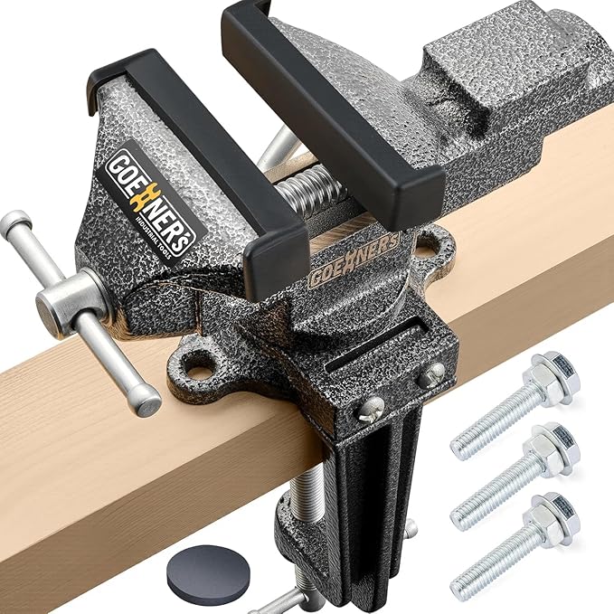 [Upgraded Version] Multi-Purpose Bench Vise 3.3", Table Vice For Workbench, Universal Clamping Vise With Heavy Duty Cast Iron, Multi-Jaw, Swivel Base, Easy Adjustment for Woodworking (3.3 Inch)