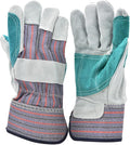 5 Pair Pack Leather Palm Work Gloves Cowhide Leather Suede Finish A Grade Premium