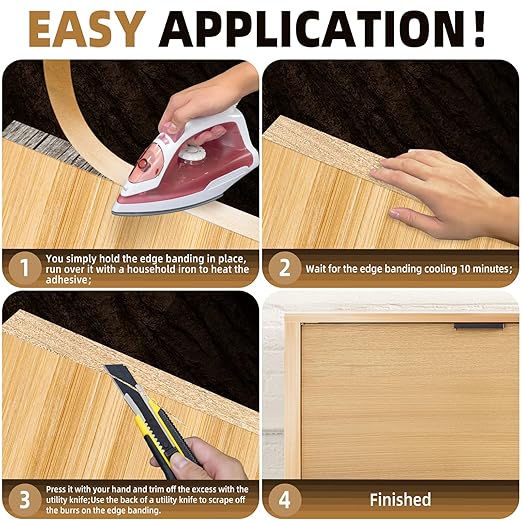 GSCIT Club Maple Edge Banding, 3/4 inch x 10ft Wood Edge Banding Pre-glued Flexible, Veneer Tape Banding for Cabinet Repair Furniture Restoration