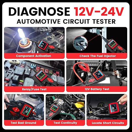 TopDiag P200 Power Circuit Probe Kit - Automotive Circuit Tester with 2024 Online Update, 9~30V Voltage Range, Multimeter, Relay Test, Fuel Injector Tester, Activating Component, Oscilloscope Mode