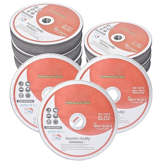 100 Pack 7 Inch Cut Off Wheels for Metal and Stainless Steel Cutting Discs for Angle Grinders 7 x 1/16 x 7/8 Inch