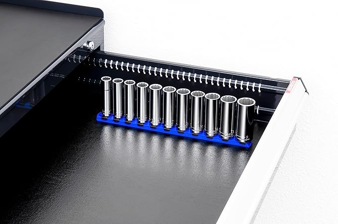 Ernst Manufacturing 18-Inch Magnetic Socket Organizer with 22 1/4-Inch Twist Lock Clips, Black (8420M-Black-1/4)