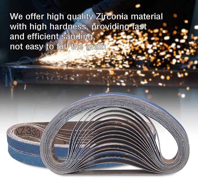 15 Pcs 1 x 30 Inch Sanding Belts Zirconia, 1x30 Sanding Belts, 3 Each of 40/60/80/100/120 Assorted Grits Sander Belts for Belt Sander