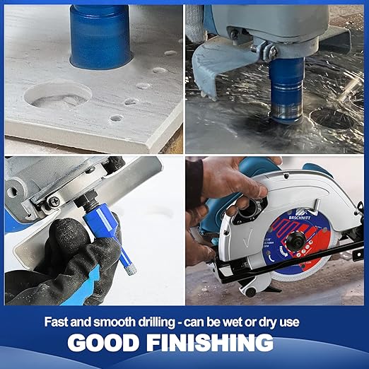 Diamond Core Drill Bit Set - for Porcelain Tile Ceramic,BRSCHNITT 1/4" 5/16" 3/8" 4/5" 1" 1-3/8" 1-1/2" 2" 2-1/2" (6 8 10 20 25 35 38 50 65mm) Vacuum Brazed Diamond Hole Saw Kit with 5/8-11 Thread