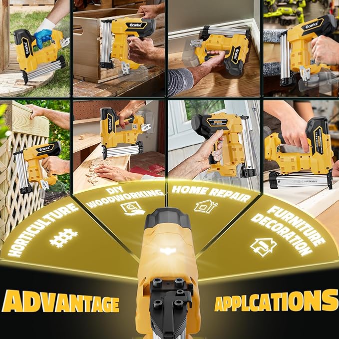 Ecarke Cordless Power Brad Nailers Compatible with Dewalt 20V Battery, 18GA 2/5" to 1-1/4 Inch, 2 in 1 Brad Nail Gun, Battery Powered Nailers,Brushless Electric Nailer Gun, 2 Mode for Home Improvement