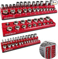3Pcs 1/2", 1/4" and 3/8" Magnetic Socket Organizer Set,SAE Socket Holder Kit, Socket Trays，holds 68 Deep and Shallow 3/8" Sockets(sockets not included)