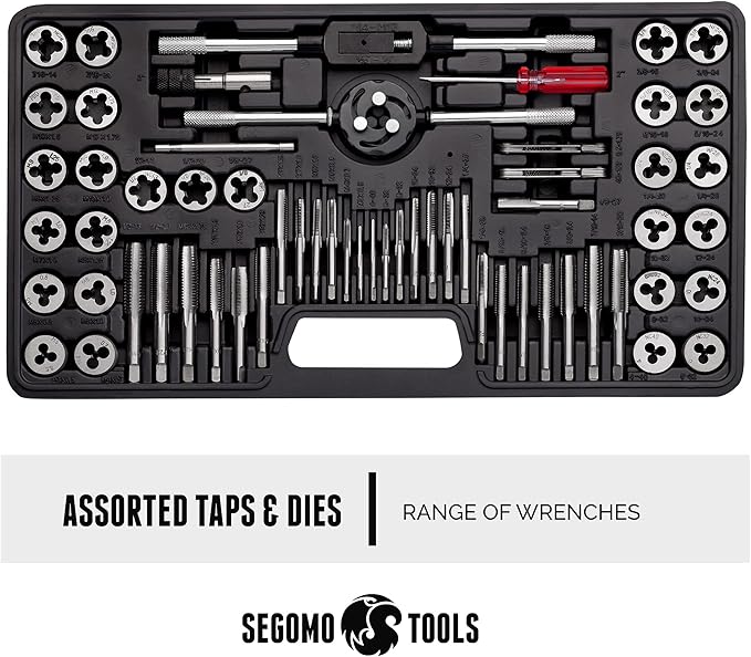 Segomo Tools 60 Piece Metric & SAE Threading Tap & Die Tool Set - TD60MMSAE
