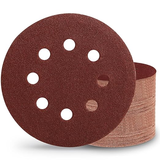 100 PCS 100 Grit 5 Inch Sanding Discs, Hook and Loop Sandpaper for Random Orbital Sander