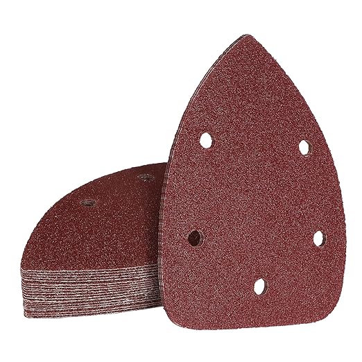 60 Grit Mouse Sander Sandpaper, Jamiikury 5 Hole Detail Sander Sandpaper Palm Sander Paper Mouse Sanding Pads Hook and Loop Sanding Sheets - Pack of 20
