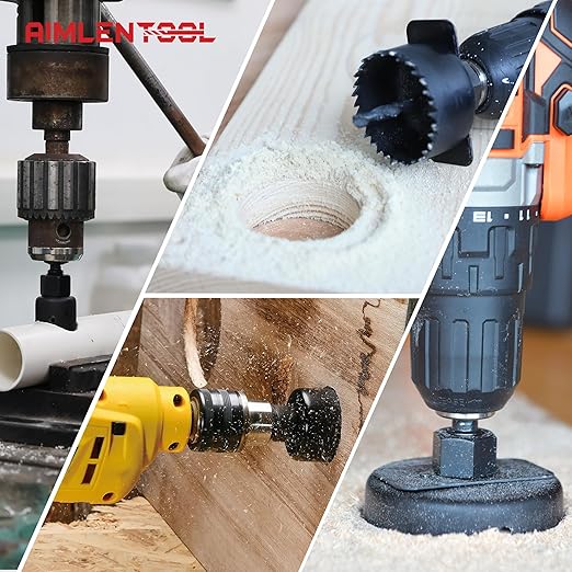 Hole Saw Set, 26PCS Hole Saw Kit with 3/4" to 5" (19mm-127mm) Saw Blades, Spade Drill Bit, Mandrels, Drill Bits, Installation Plate,Hex Key with Storage Box for Soft Wood, Plastic,PVC Board