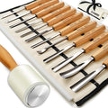 Wood Carving Kit, 12 PCS Wood Carving Set - Wood Carving Tools with Canvas Case,Sharp Cr-V 60 Steel Blades, Wood Chisel Sets for Beginners and Professionals
