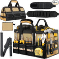 12 Inch Small Tool Bag-48 Pockets,1680D Tear&Abrasion Resistant,Includes Tool Pouch,Tool Belt,Magnetic Wristband&Adjustable Shoulder Strap | Tool Organizer(Brown)