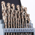 Cobalt Drill Bit Set, 29Pcs (1/16" - 1/2") M35 Fully Grounded 5% Cobalt Bits for Hardened Metals, Stainless Steel, Cast Iron and Wooden Plastics, with Metal Index Storage Box
