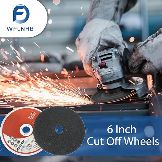 WFLNHB 100 Pack 6 Inch Cut Off Wheels for Metal and Stainless Steel Cutting Discs for Angle Grinders 6 x .045 x 7/8 Inch