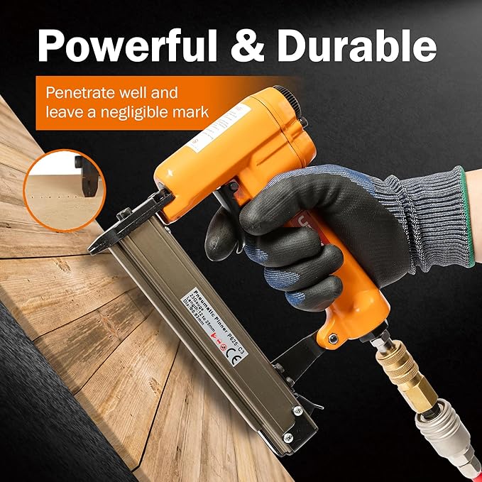 P625 Pneumatic 23 Gauge Headless Pin Nailer, 1/2-Inch to 1-Inch Leg Length Air Powered Micro Pinner for Furniture, Cabinets, Interior Decoration