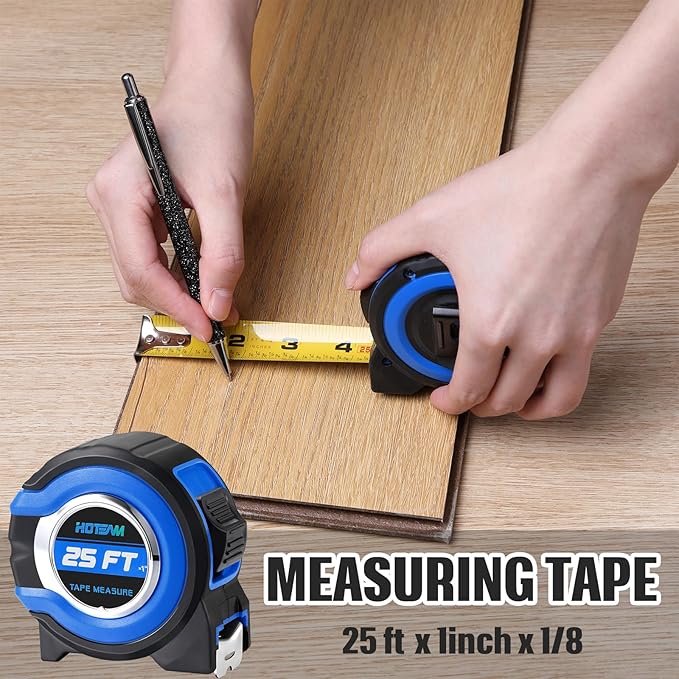Hoteam 20 Pcs Tape Measure with Fractions 1/8 Steel Measuring Tape Retractable Easy Read Measurement Tape Steel Power Tape Wide Blade Tape Measure (25FT 1 inch)