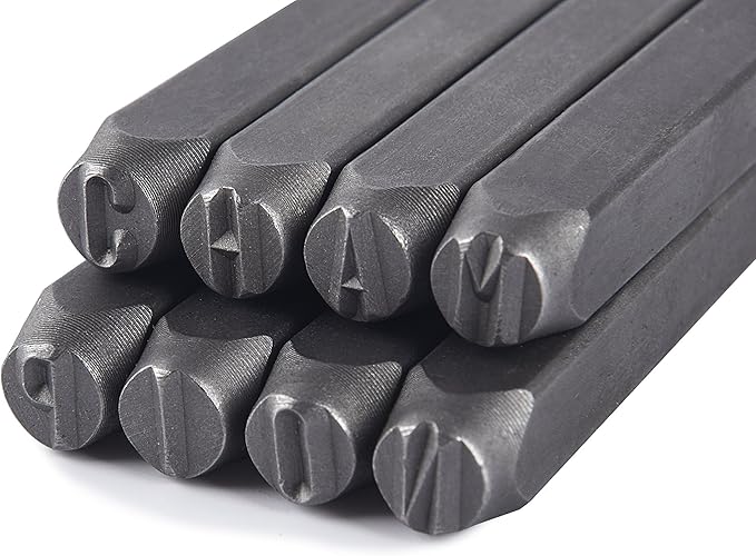 HimaPro Letter and Number Stamp Set 36pcs 40Cr Alloy Steel Metal Stamp Number & Letter Punch Set in a Wooden case (8mm 5/16 Inch)