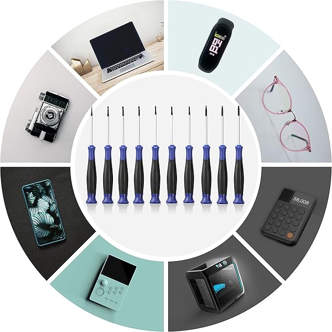 WORKPRO 10-Piece Precision Screwdriver Set with Pouch, Phillips, Slotted, Torx Star, Magnetic Screwdriver Repair Tool Kit, Non-Slip Grip, for Eyeglass, Watch, Computer, Laptop, Phone