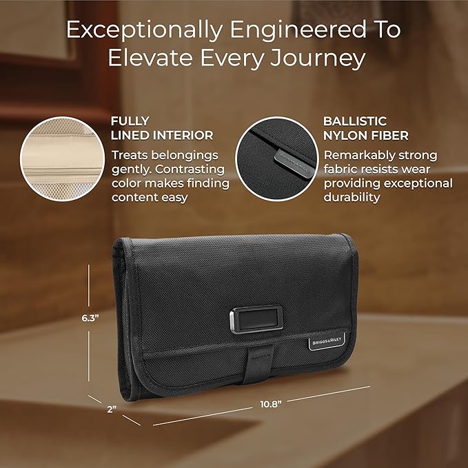 Briggs & Riley Toiletry Kit - Travel Bags for Women & Men, Organizer for Vacation, Dopp Kit for Bathroom Accessories, Makeup, & Skincare