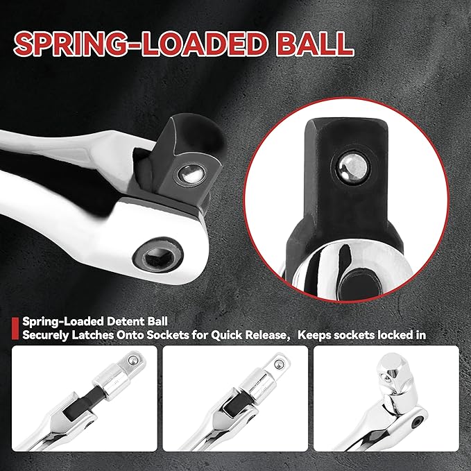 10-Piece Breaker Set - 3/8", "1/2", "1/4" Breaker Bars, 180 Rotatable Head, 3 Extension Bars, 6"-15" Lengths, Organizer Case