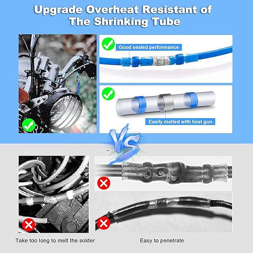 Kuject Heat Shrink Solder Seal Wire Connectors Kit 800PCS, Waterproof Butt Connector Heat Shrink Electrical Terminals, Insulated Solderless Wiring Splice Connectors for Marine Automotive Boat Truck