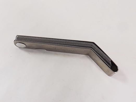 Offset Feeler Gauge Set - 16 Blades for Gap Width or Thickness, .005-.020 inch / .127-.508 mm, Inches & Millimeters Imprinted