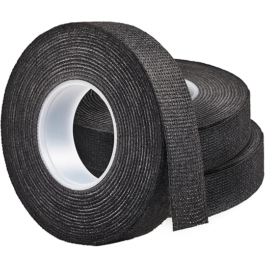 Wire Harness Cloth Electrical Tape, 3/4 Inch x 50 FT (3 Rolls), Automotive Wire Loom Heat Wrap Tape - Fabric Felt Cloth Wiring Harness Tapes, Heat Resistant for Car Engine, Wires, Electrical Wiring