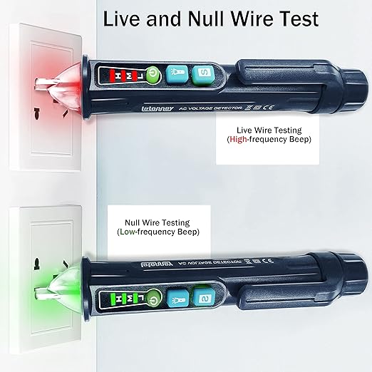 2PCS Voltage Tester, Non Contact AC Voltage Tester Pen, Breakpoint Finder, Dual Range 12V-1000V/48V-1000V, Buzzer Flashing LED Alarm, Flashlight (Blue)