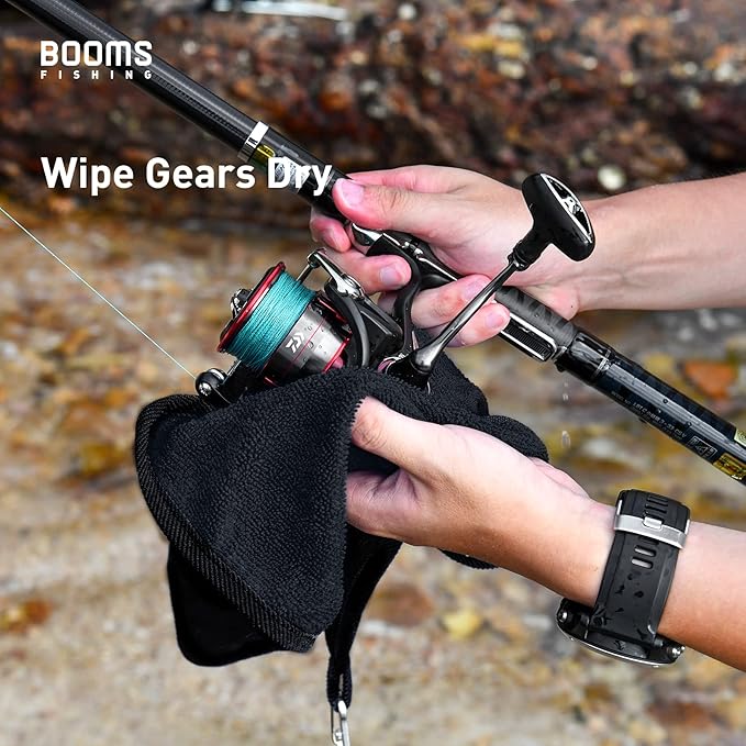 Booms Fishing B0T Microfiber Fishing Towel with Clip, 3 Pack Black