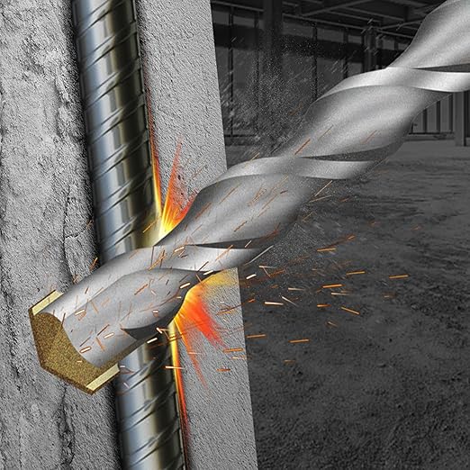 2-Piece 1" SDS Plus Drill Bits Rotary Hammer Drill Bit Set, Carbide Tipped for Drilling Concrete Cement Porcelain Tiles Ceramic Pots Stone Brick, Diameter 25mm, 160mm Long, SDS Plus Shank.
