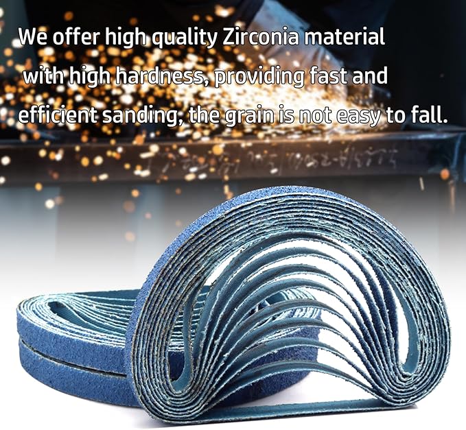 30 Pcs 3/8 x 13 Inch Zirconia Sanding Belts, 3/8x13 Sanding Belts 40 Grit for Air Belt Sander, Zirconia Sanding Belts for Woodworking, Metal Polishing, Derusting (3/8x13in, 40 Grit)