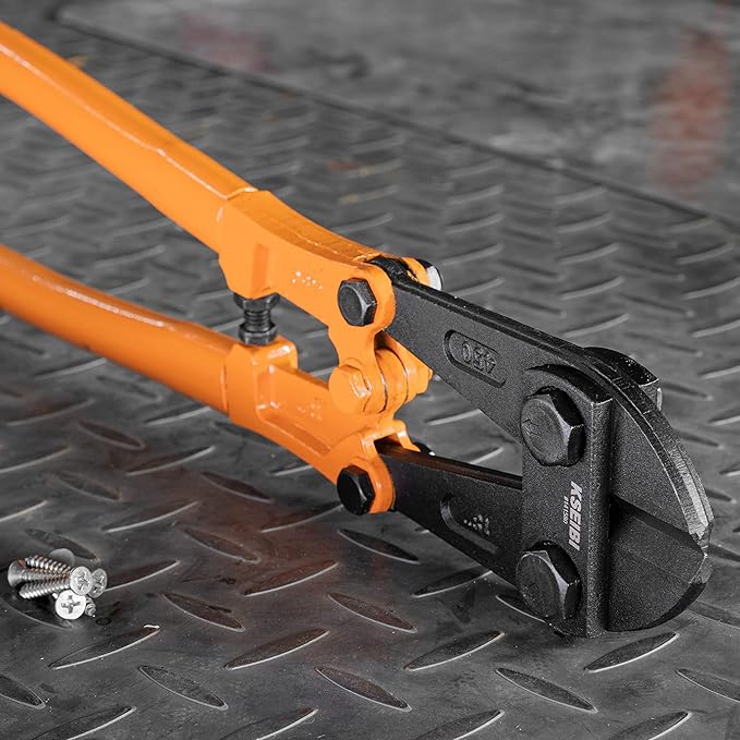 KSEIBI 141585 Heavy-Duty Medium Size Bolt Cutter 24" for Cutting Fence, Steel Wire, Chain, Screws, Rivet, and Medium Padlock, with Soft Grip Rubber Ergonomic Handle Cutters