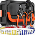 SOMELINE Crimping Tool for Insulated Electrical Wire Connectors Kit, with 51 Sizes Wire Terminals and 22-10 AWG Ratchet Crimping Pliers and Stripping Pliers – for Automotive & Electrical Repairs