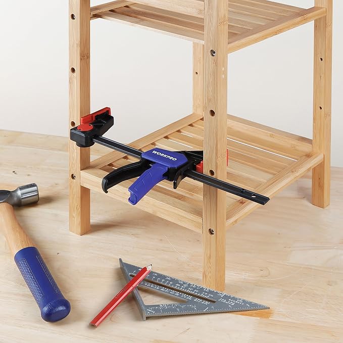 WORKPRO 6" Clamps for Woodworking 2-Pack, Quick-Release Wood Clamps/Spreader Light Duty, One Hand 150 LBS Load Limit, Ideal for Woodworking and DIY Projects