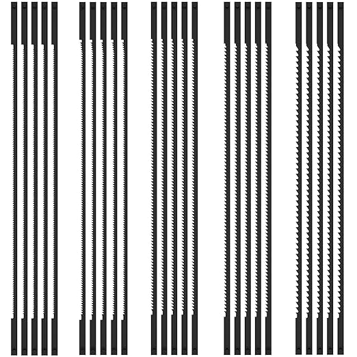 25Pcs Coping Saw Blades Set 6-1/2 Inch Long Between Pins Sturdy Wood Cutting Saw Blades Kit High Carbon Steel Pin End Scroll Blade Assortment (10/15/18/24/28TPI)