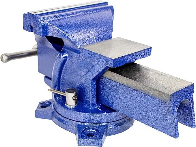 HFS(R) 4" Heavy Duty Bench Vise Anvil with 360° Swivel Locking Base Desktop Clamp - FS Blue Design