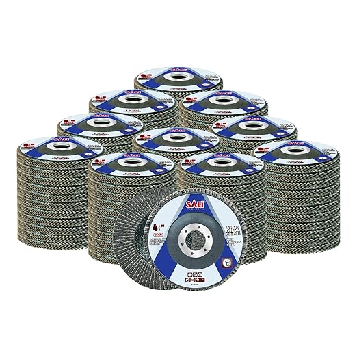 Sali 100 Pack Flap Disc 60 Grit 4.5" x 7/8-Inch Sanding Disc Bevel Type #29 Premium and Industrial Grade Angle Grinder Grinding Wheel High Performance Edge Grinding