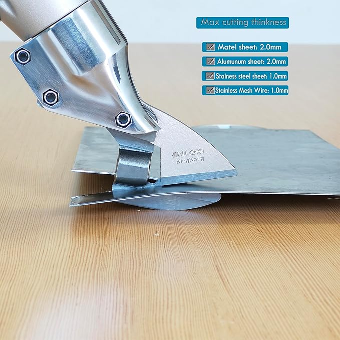 Cordless Metal Sheet Shears Electric Scissors with 360° Swivel Head, Battery-Powered Sheet Metal Cutter for Iron, Aluminum, Steel, Carpet, Leather & Cardboard Curve/Straight Cutting