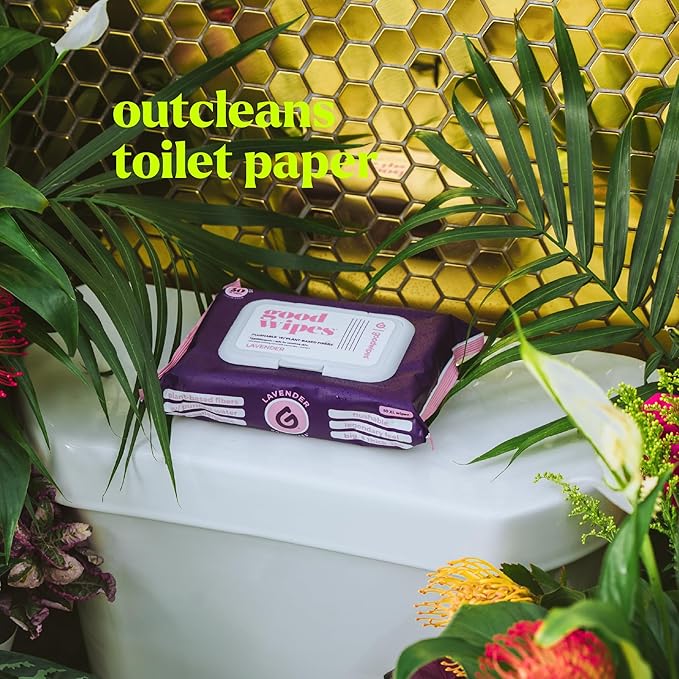 goodwipes Flushable Butt Wipes - Vitamin E & Aloe - Sewer & Septic Safe - Extra Large Adult Wet Wipes For Women & Men - Bathroom Essentials - Lavender, 418 Count (8 Packs + 1 Travel)