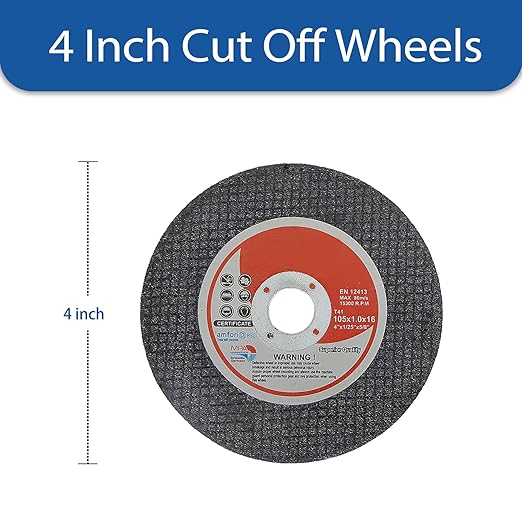 WFLNHB 100 Pack 4 Inch x 0.040 Inch x 5/8 Inch Metal and Stainless Steel Cut Off Wheels Fit for Angle Grinders