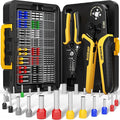 Ferrule Crimping Tool Kit, Ratchet Pliers for 24-8 AWG with 24 Types Insulated and Non-Insulated Ferrules, Ferrule Crimper, Wire Ferrules Kit, Crimping Pliers set with Wire Strippers