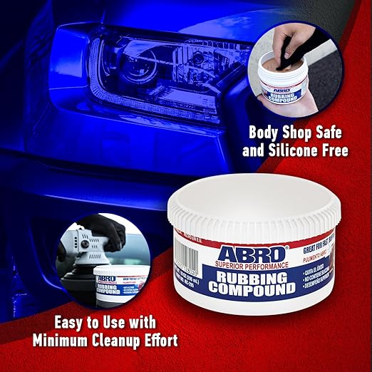 ABRO Superior Performance Automotive Rubbing Compound for Oxidized Finishes, Buff, Shine, Smooth, & Clean, Scratch Remover for Vehicles, Boats, & Bikes - 10 oz.