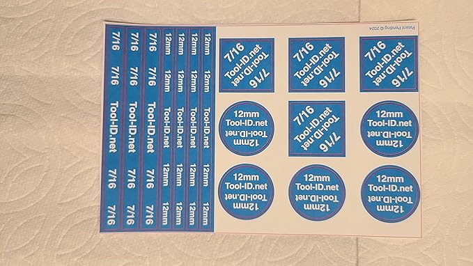 Wrench Label Set, Tool-ID, 13 Colors, Coded PER Size, 8-25 mm & 1/4-7/8 SAE