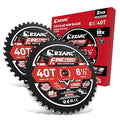 EZARC 6-1/2 Inch Circular Saw Blades 40T - FINE Finish Wood Cutting Blade, Ultra-Thin 1.5mm Kerf, Non-Stick Coating, 2 Pack