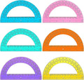 Zonon 6 Pieces Protractors Bulk Plastic 180 Degrees 6 Inch Translucent Protractors for Geometry, Angle Measurement, Students School Supplies