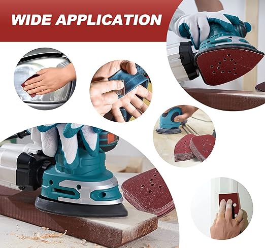 S SATC Mouse Sander Sandpaper 50PCS Mouse Sanding Pads 12 Holes Hook and Loop Sandpaper 150 Grit Detail Palm Sand Paper