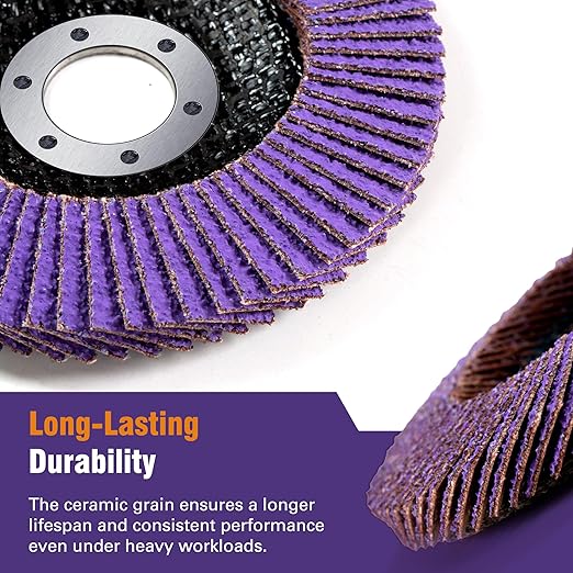 10 Pack Ceramic Flap Discs 4 1/2 for Angle Grinder, 60 Grit 7/8” Arbor Flap Wheels for Rust Removal, Sanding and Finishing,T29