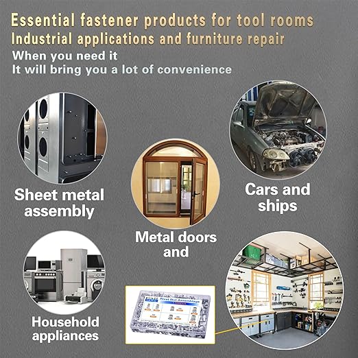 Rivet Nuts 1100 PCS, Metric Insert Rivet Nut Combination Kit, Aluminum Flat Head Thread Insert Rivet Nuts, Suitable for Automotive, Furniture Decoration, Sheet Metal Assembly and Industrial Products