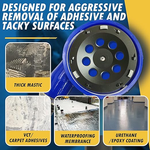 7" PCD Grinding Wheel for Epoxy, Glue and Paint, 6 PCD Segments w/Sacrificial Bars, 5/8"-11 Threaded Arbor